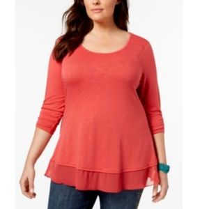 Style & Co. Woman Plus Sz 1X Chiffon-Hem Top